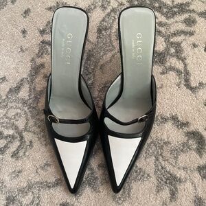 Gucci Leather Heeled Pointed Toe Mules